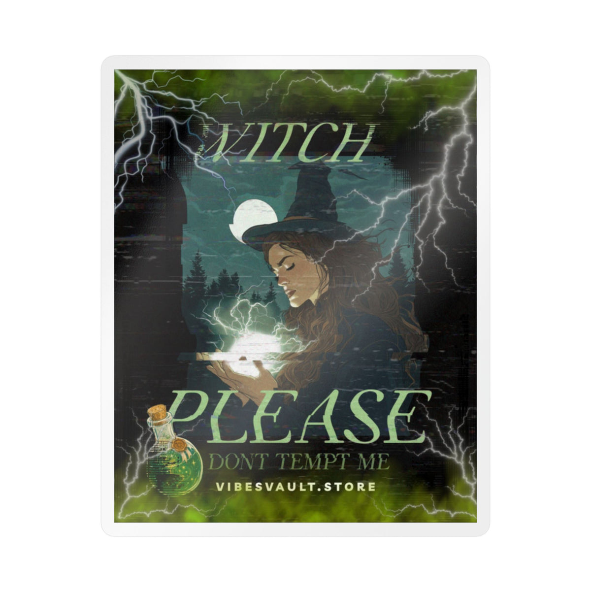Witch Please Vinyl Sticker — 'Don't Tempt Me' Mystic Kiss-Cut Decal— Halloween 2026