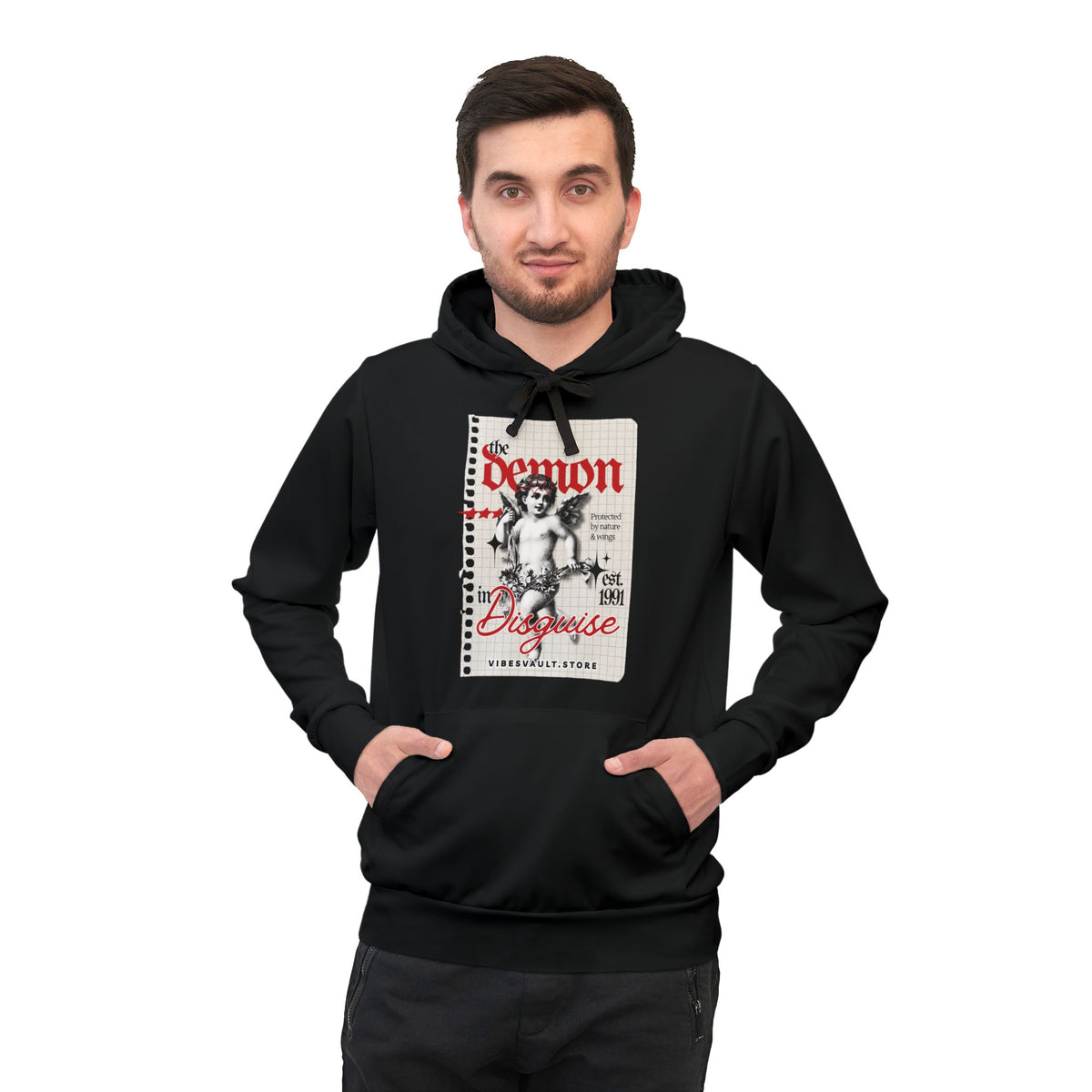 Demon in Disguise Hoodie – Vintage Cherub Graphic Athletic Pullover