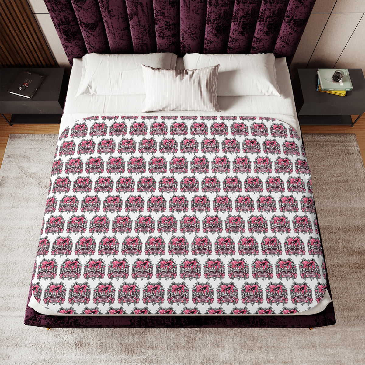 Pink Heart Chrome Eye Sherpa Blanket