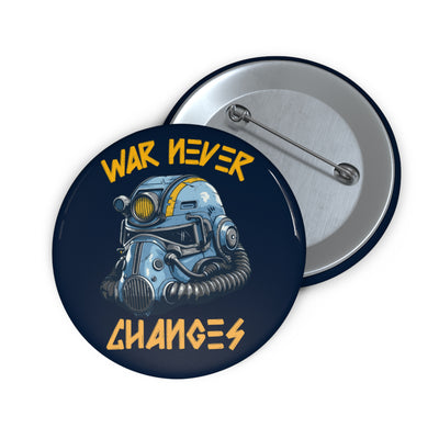 Fallout War Never Changes Pin Button — Retro Post‑Apocalyptic Helmet Badge