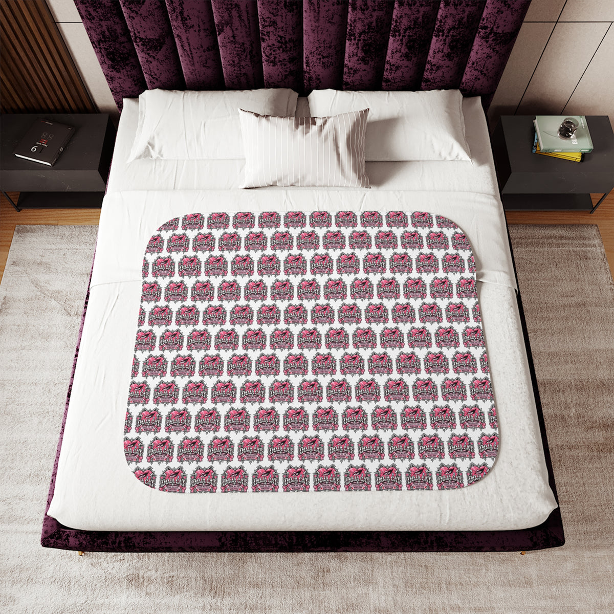 Pink Heart Chrome Eye Sherpa Blanket