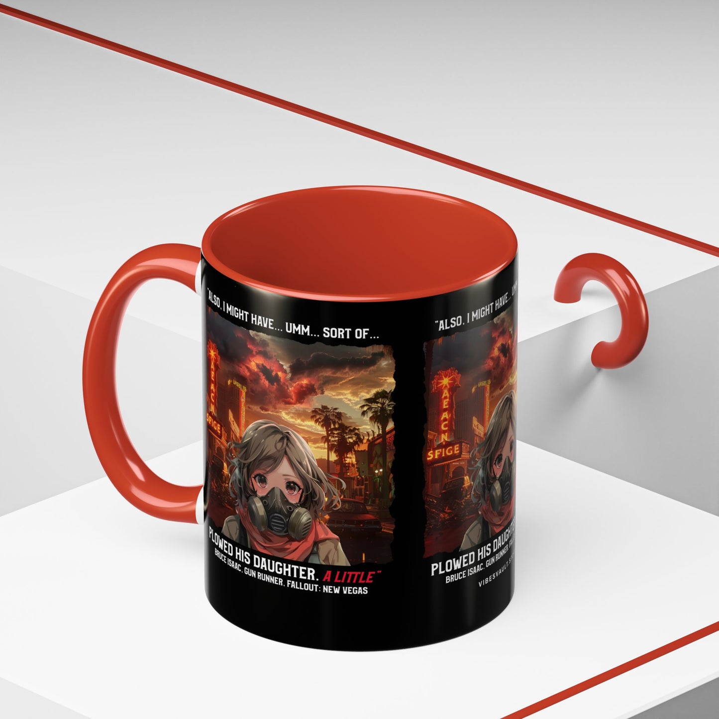 Post-Apocalyptic Anime Coffee Mug — 'Also, I Might Have...Umm...Sort Of' Gas Mask Girl