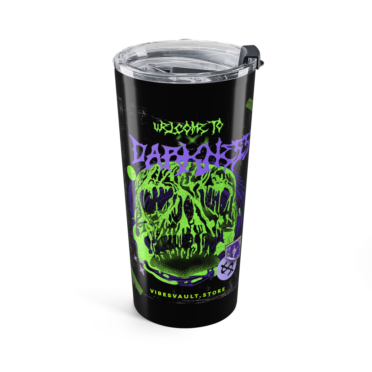20oz Neon Skull Tumbler – Gothic Green & Purple Travel Cup