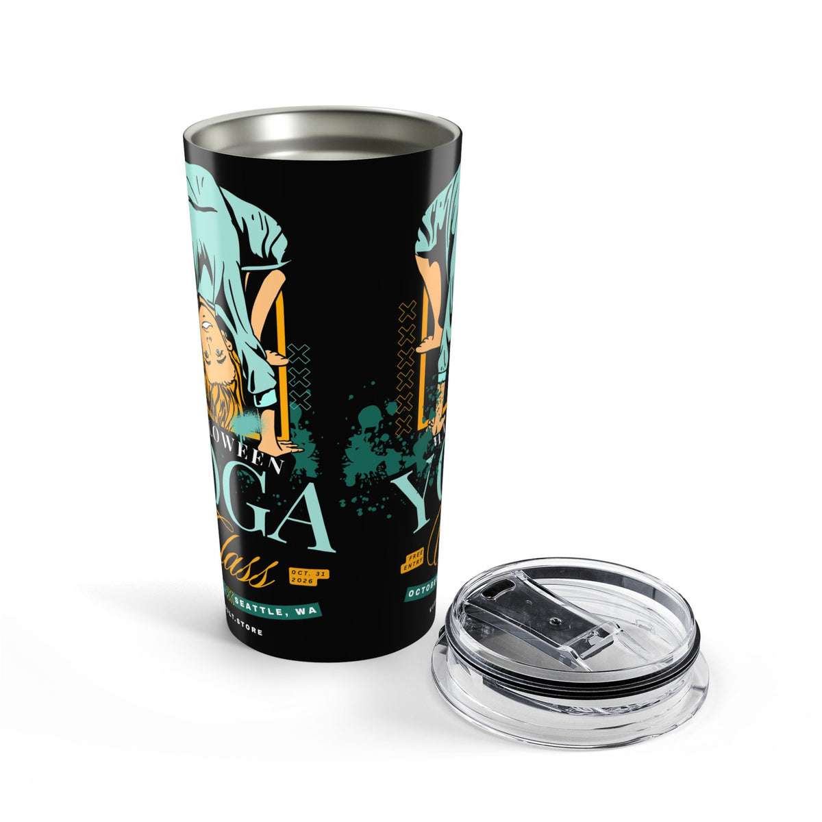 20oz Travel Tumbler — Halloween Yoga Class Design— Halloween 2026