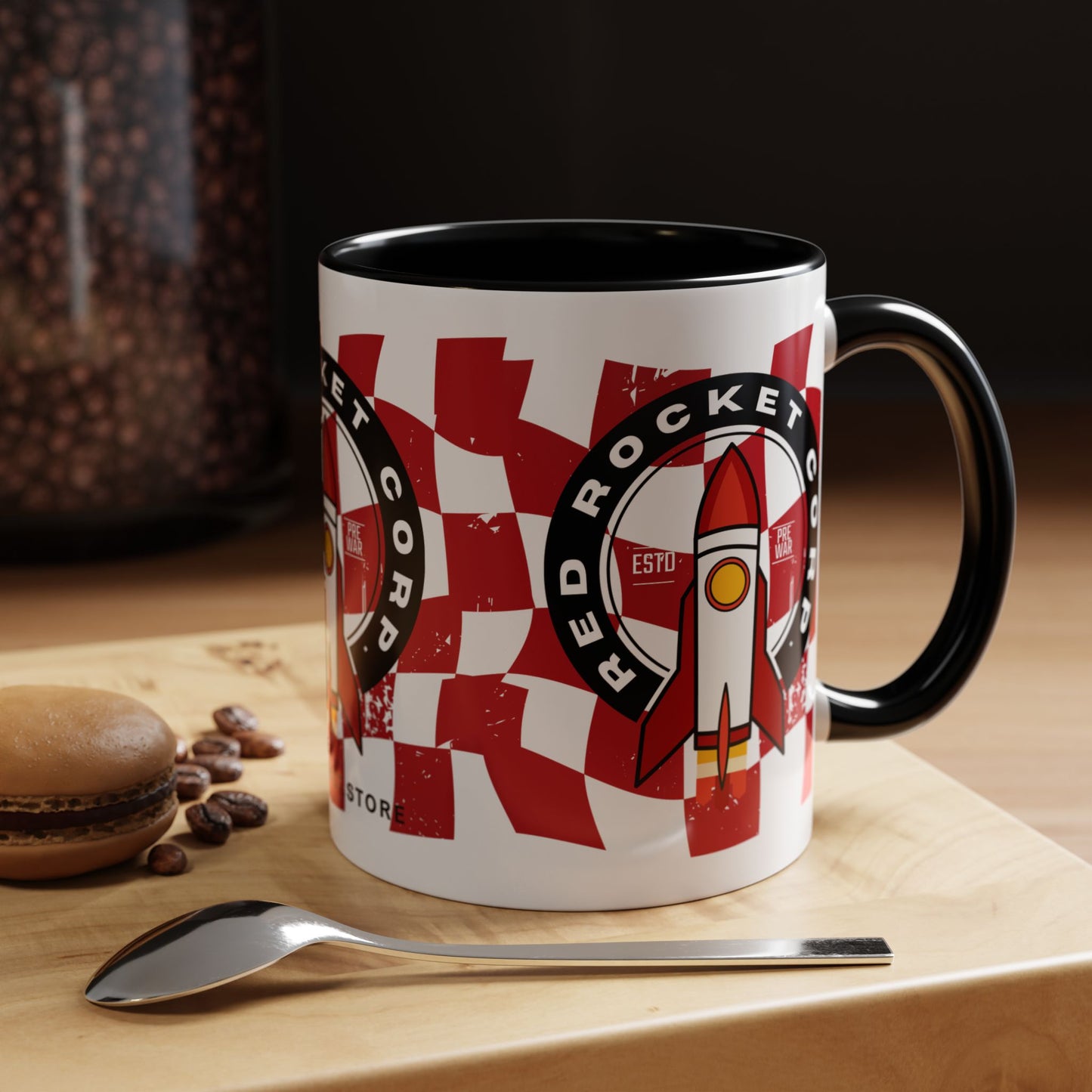Coffee Mug — Red Rocket Corp Retro Rocket Logo Accent Mug (11/15oz)