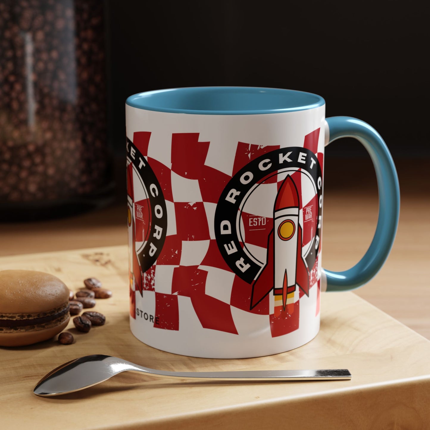 Coffee Mug — Red Rocket Corp Retro Rocket Logo Accent Mug (11/15oz)