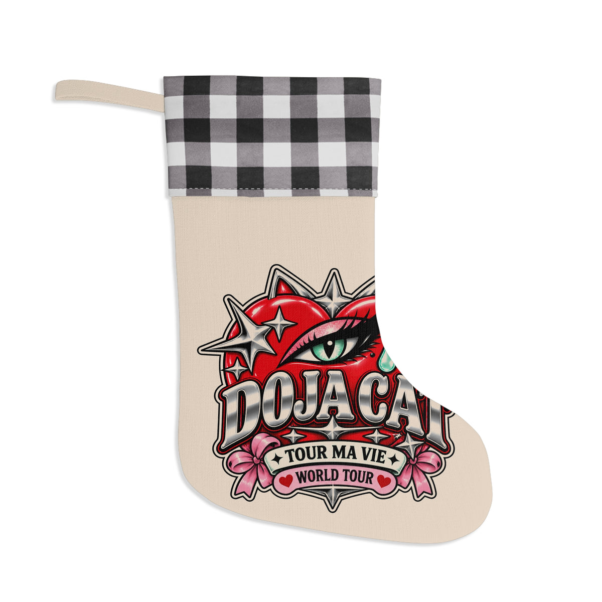 Red Heart Chrome Eye Christmas Stocking