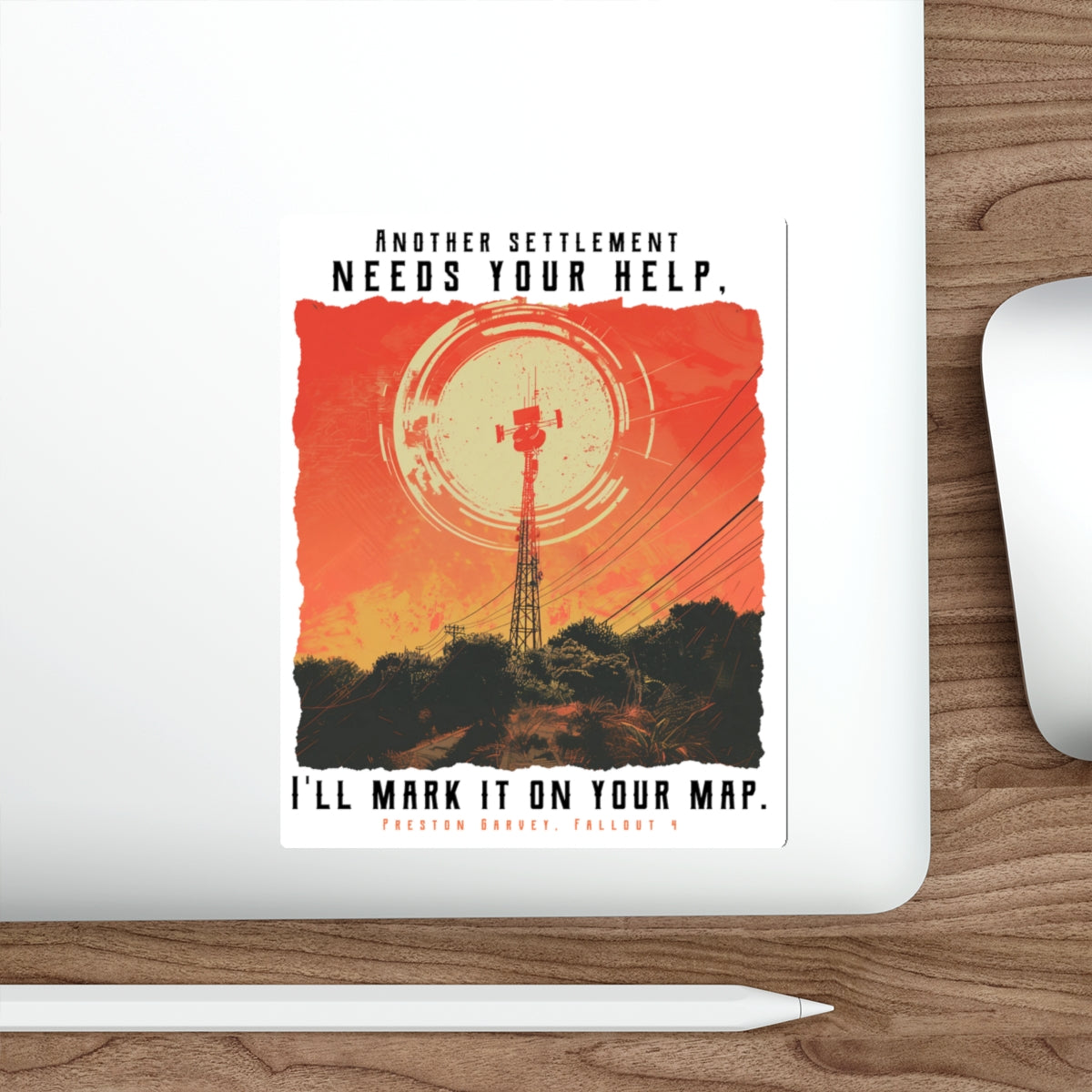 Fallout Preston Sticker — Vintage Radio Tower Die-Cut Decal