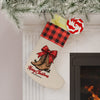 Cowboy Boots Christmas Stocking — Buffalo Plaid Cuff, "Merry Christmas"
