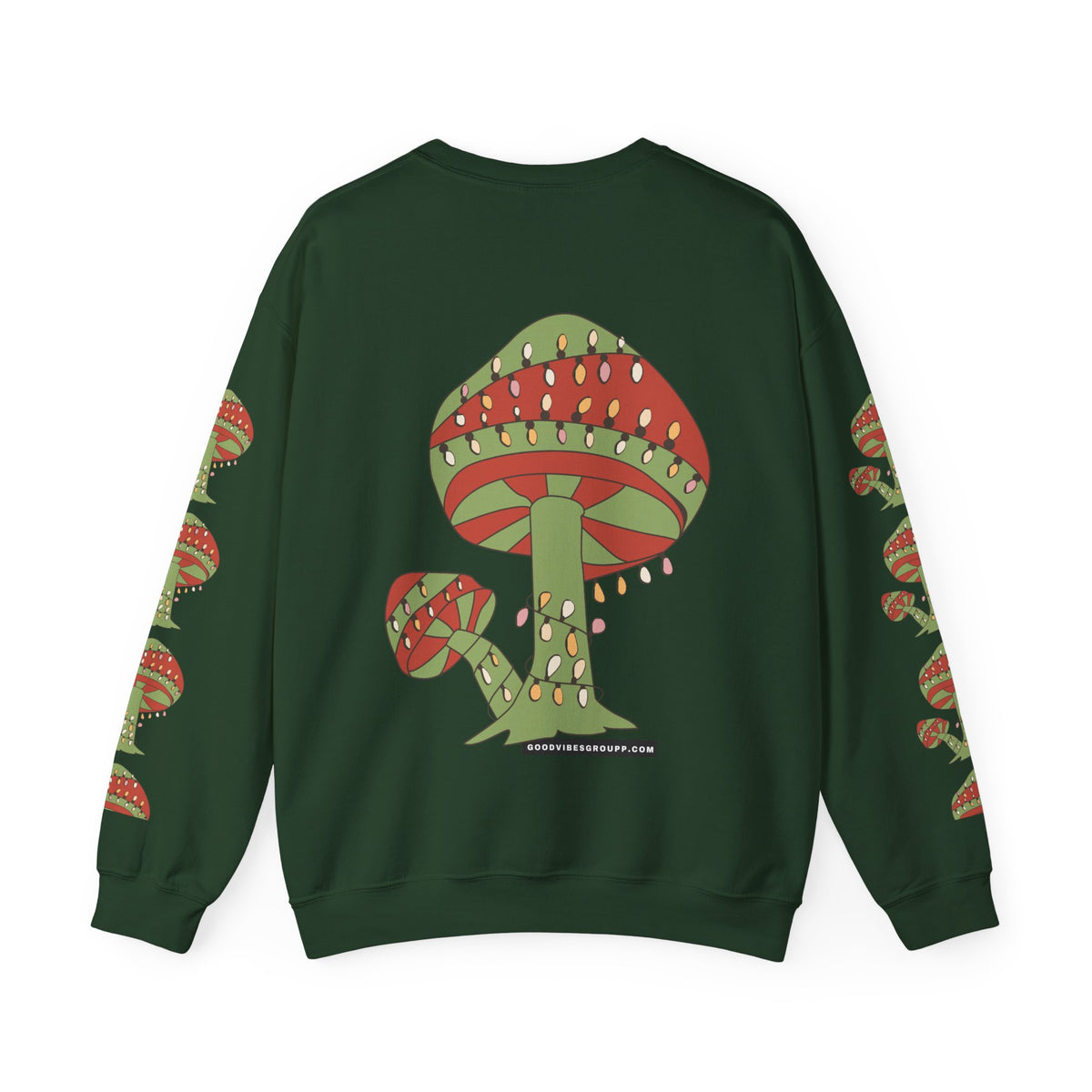 Mushroom Tree Crewneck Sweatshirt — Festive Toadstool Holiday Graphic