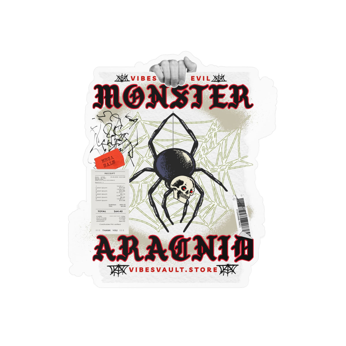 Monster Arachnid Kiss-Cut Vinyl Sticker — Gothic Spider Decal — Halloween 2026