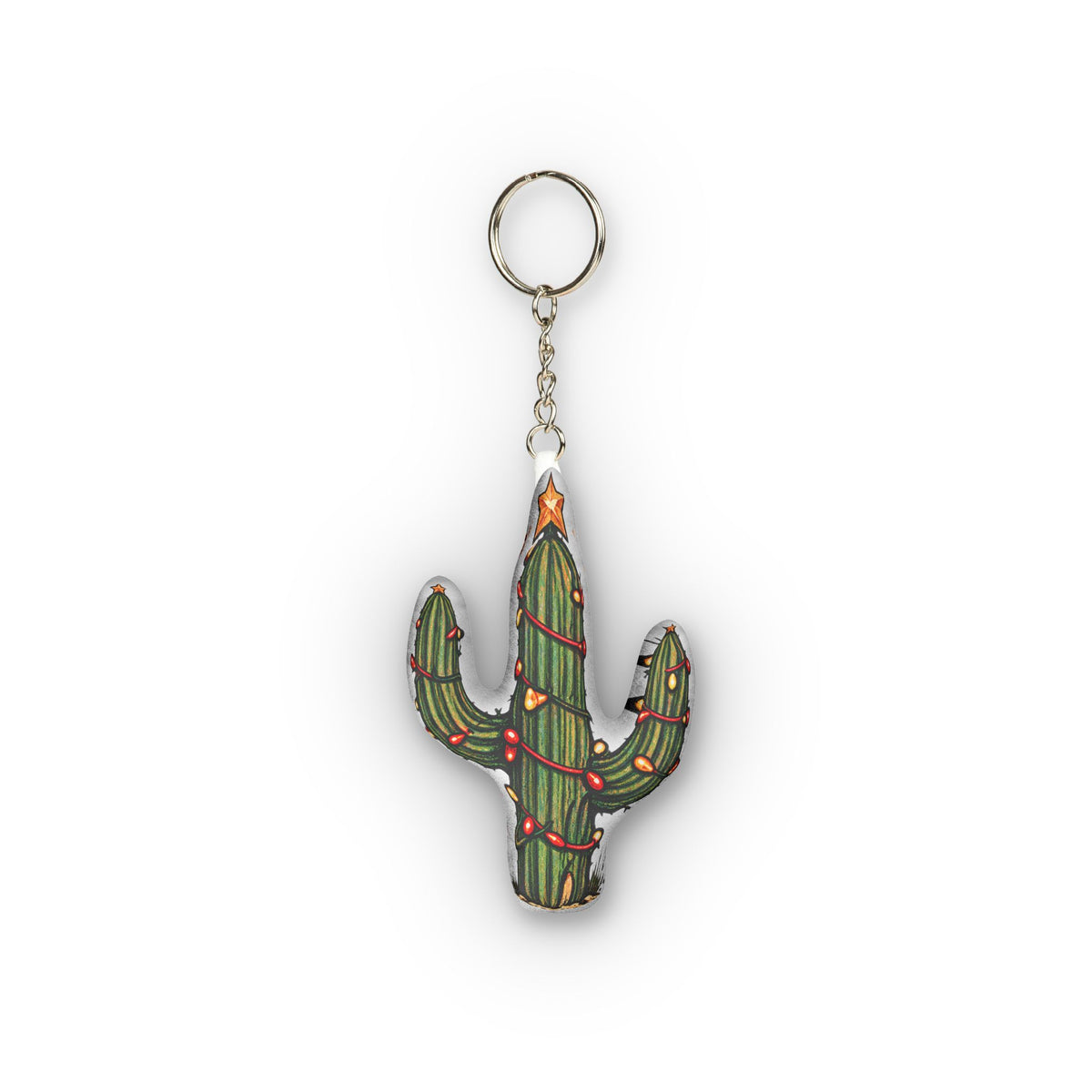 Cactus Plush Keychain with Colorful Holiday Lights