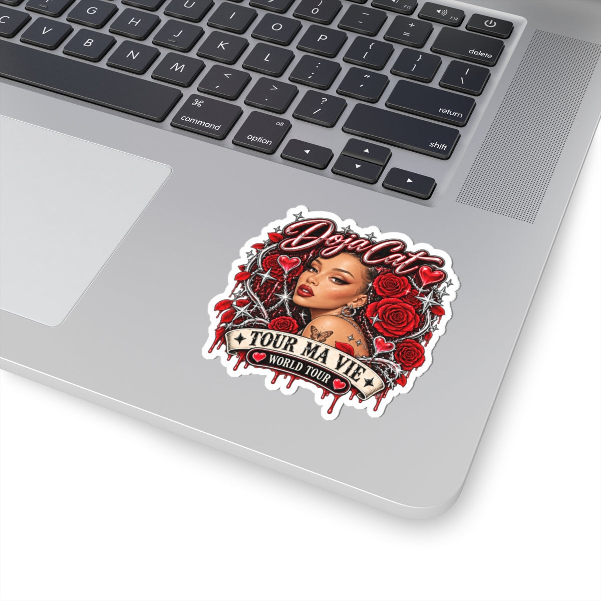 Red Roses Chrome Portrait Kiss-Cut Stickers