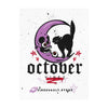 October Vibes Kiss-Cut Vinyl Decal — Halloween Moon Cat Skull Sticker