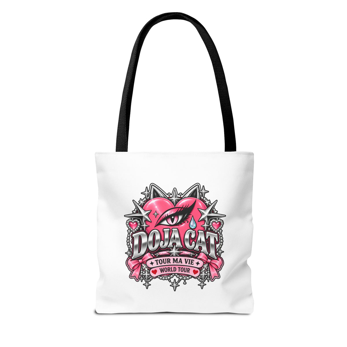 Pink Heart Chrome Eye All-Over Print Tote Bag