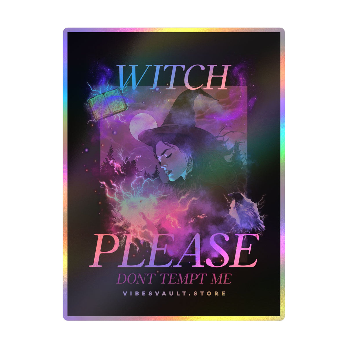 Witch Please Vinyl Sticker — 'Don't Tempt Me' Gothic Witchy Kiss-Cut Decal— Halloween 2026