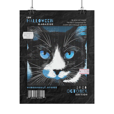 Halloween Cat Poster - "Black Cat Magic" October Magazine Cover
