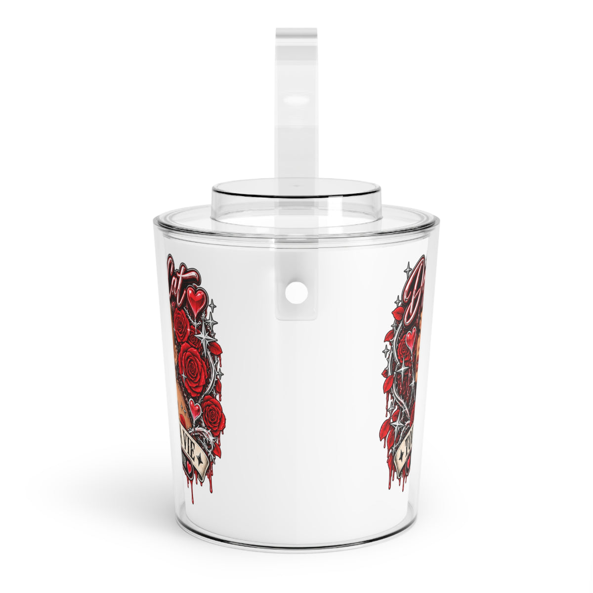Red Roses Chrome Portrait Ice Bucket with Tongs