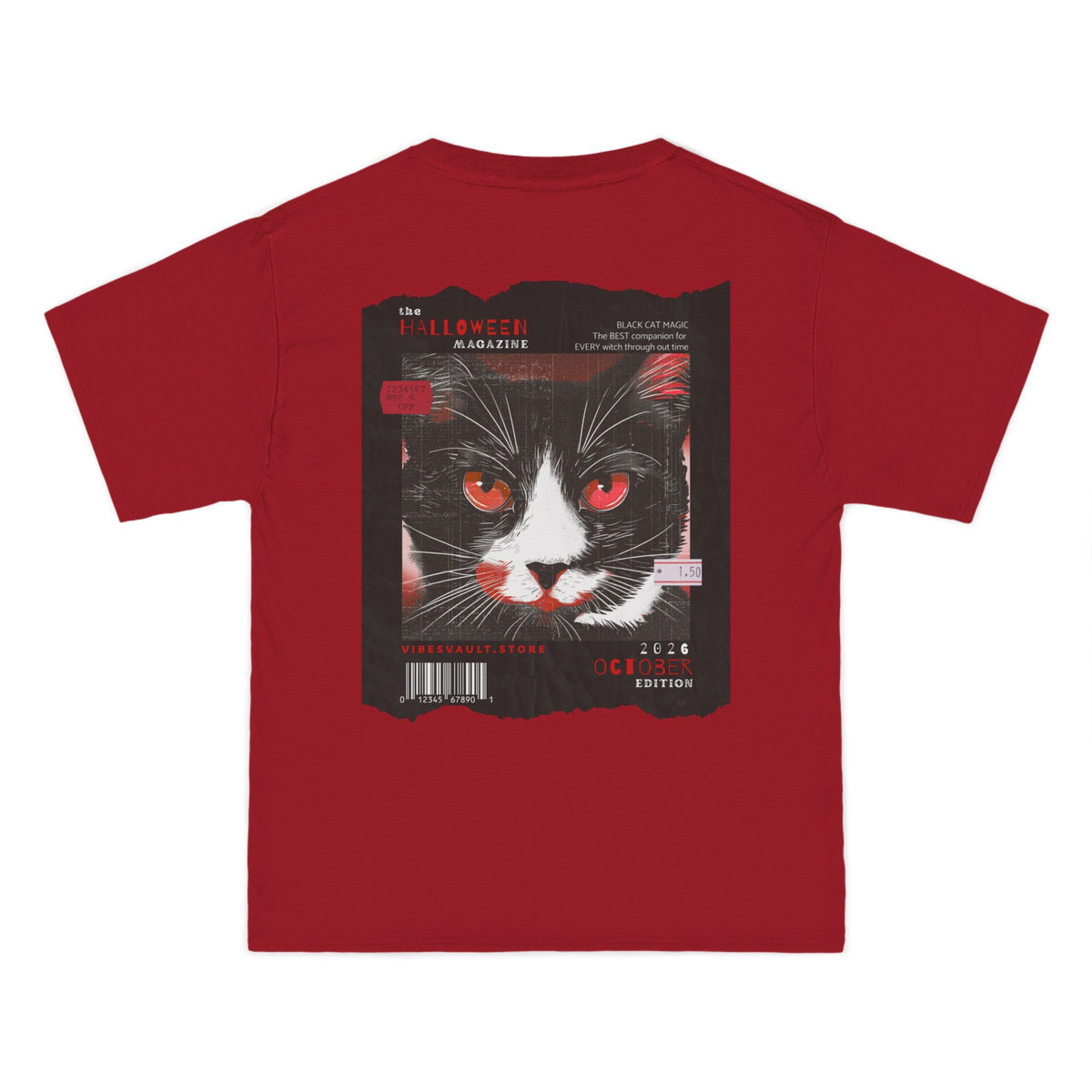 Red Halloween Magazine Cat Edition - T-shirt Top - Retro Fall Witch Wizard Magic -Graphic Tee - Fall Halloween 2026