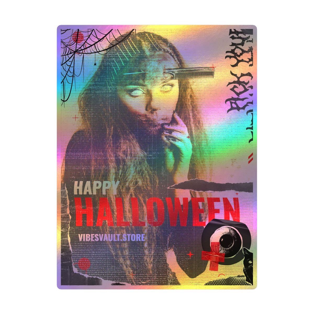 Halloween Kiss-Cut Vinyl Decal — "Happy Halloween" Horror Collage Sticker— Halloween 2026
