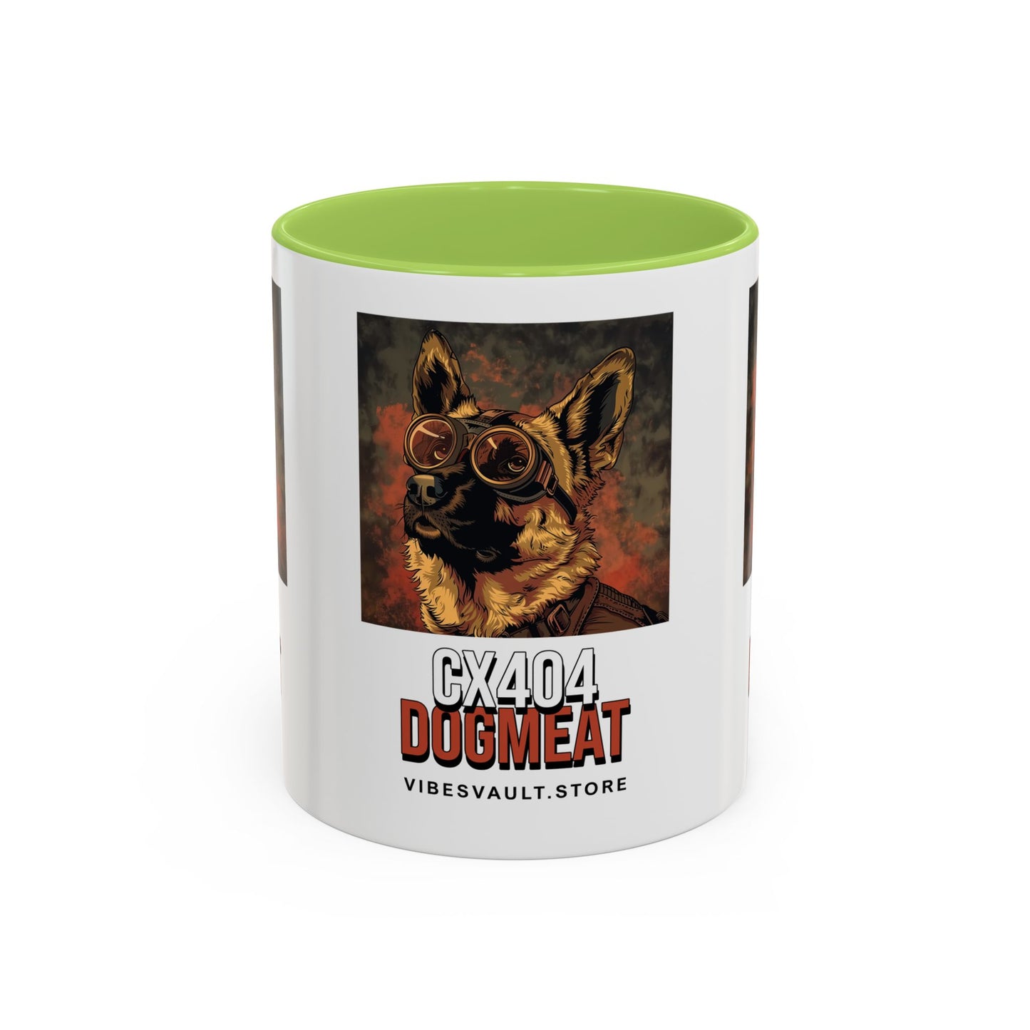 Dogmeat CX404 Accent Coffee Mug — Retro Pilot German Shepherd Gift (11/15oz)