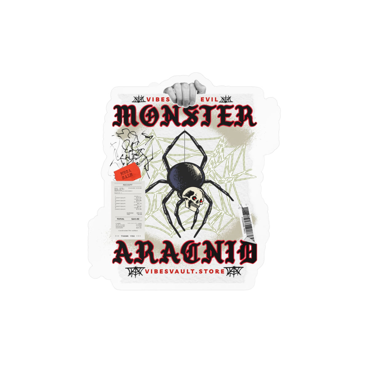 Monster Arachnid Kiss-Cut Vinyl Sticker — Gothic Spider Decal — Halloween 2026