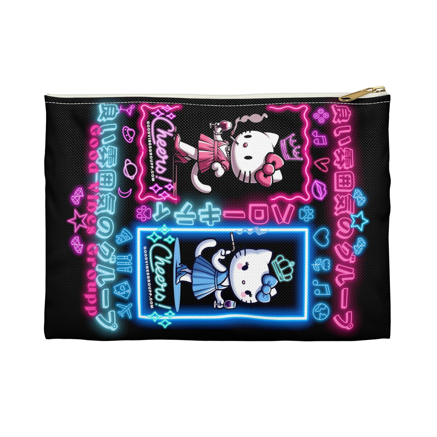 Neon Kitty Zip Bag