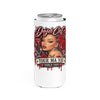 Red Roses Chrome Portrait Slim Can Cooler