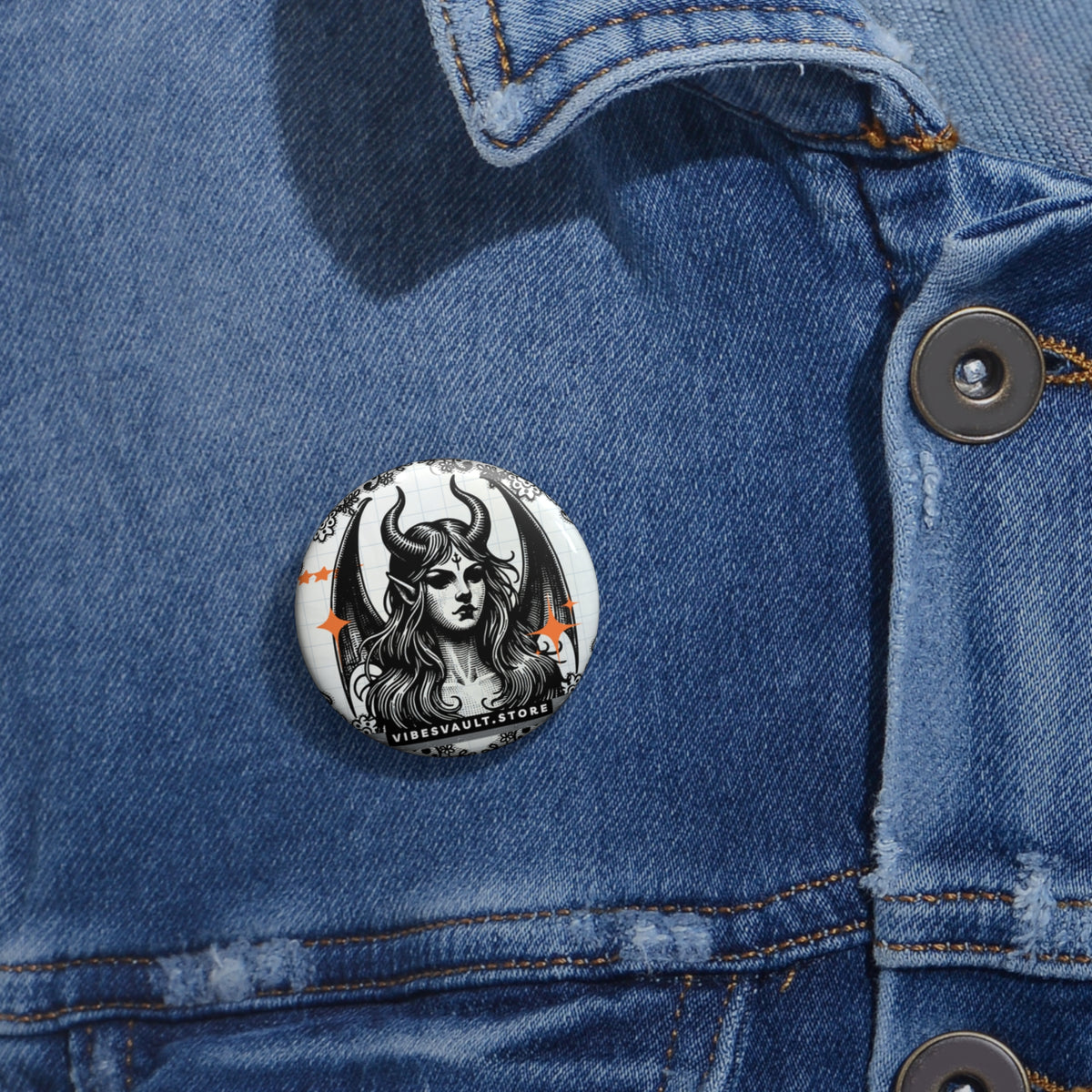 Demon Queen Pin - Black and Orange Button Badge - Fall Halloween 2026