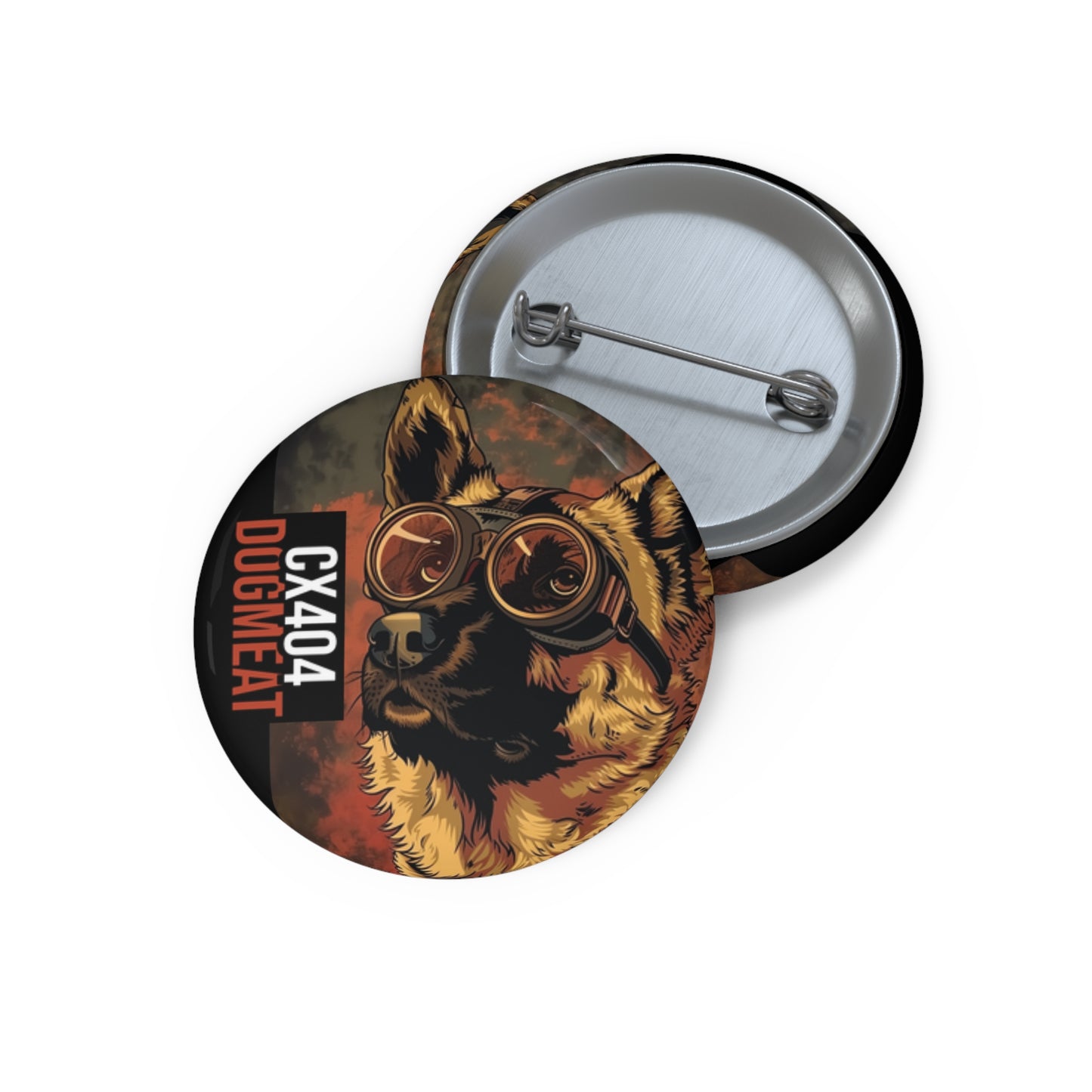 Dog Fallout Aviator Pin Button — 'CX404 Dugmeat' Vintage Goggles Badge