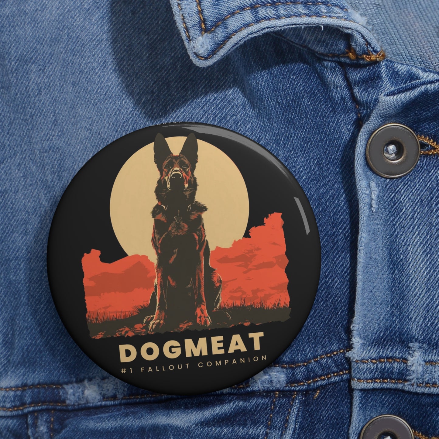 Dogmeat Retro Pin Button — Vintage Fallout-Inspired Dog Companion Badge