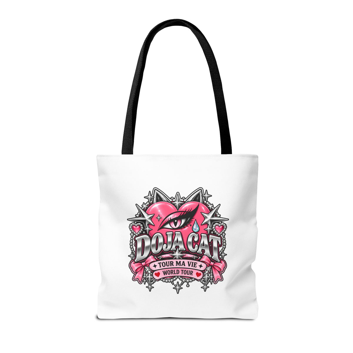 Pink Heart Chrome Eye All-Over Print Tote Bag