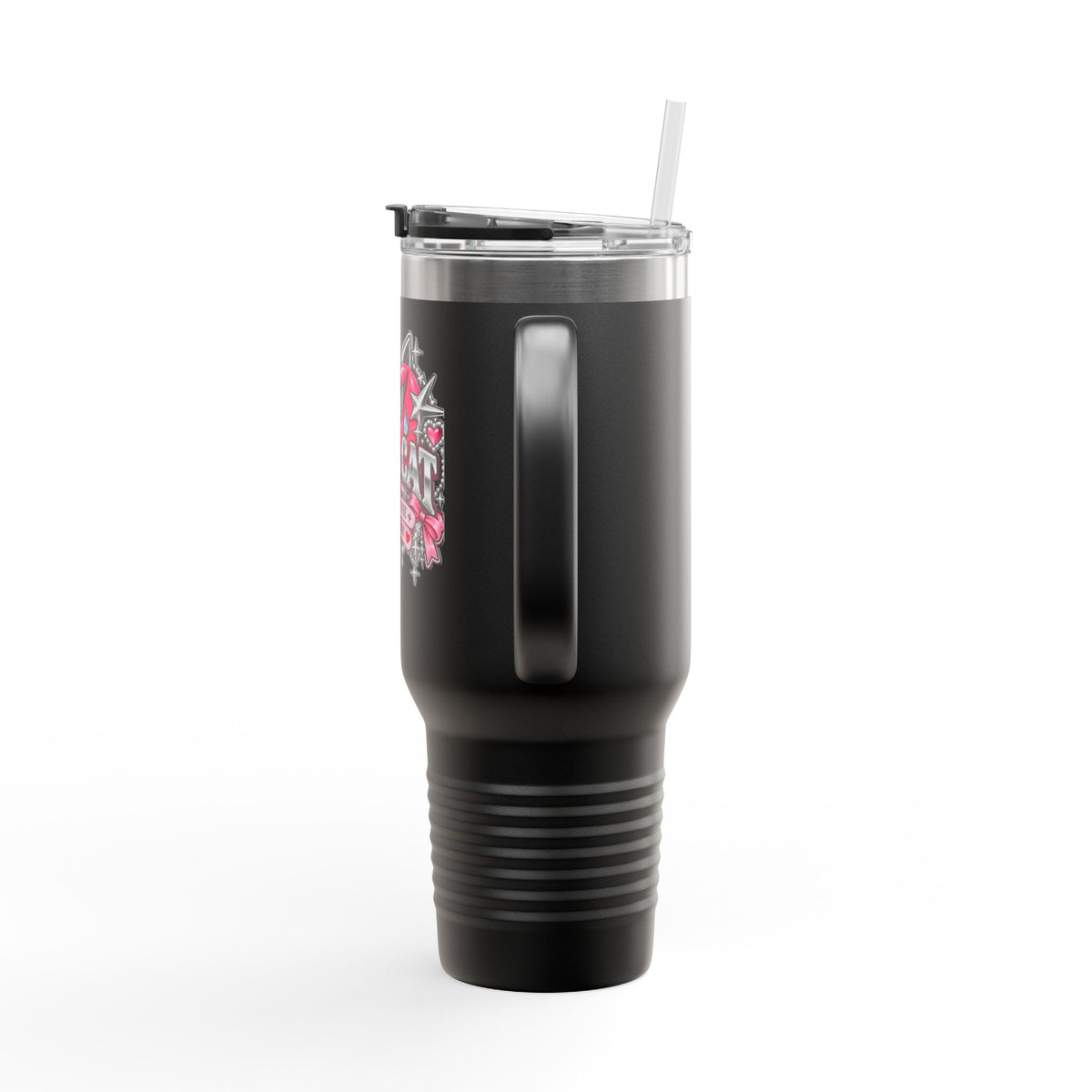 Pink Heart Chrome Eye Insulated Travel Mug 40oz