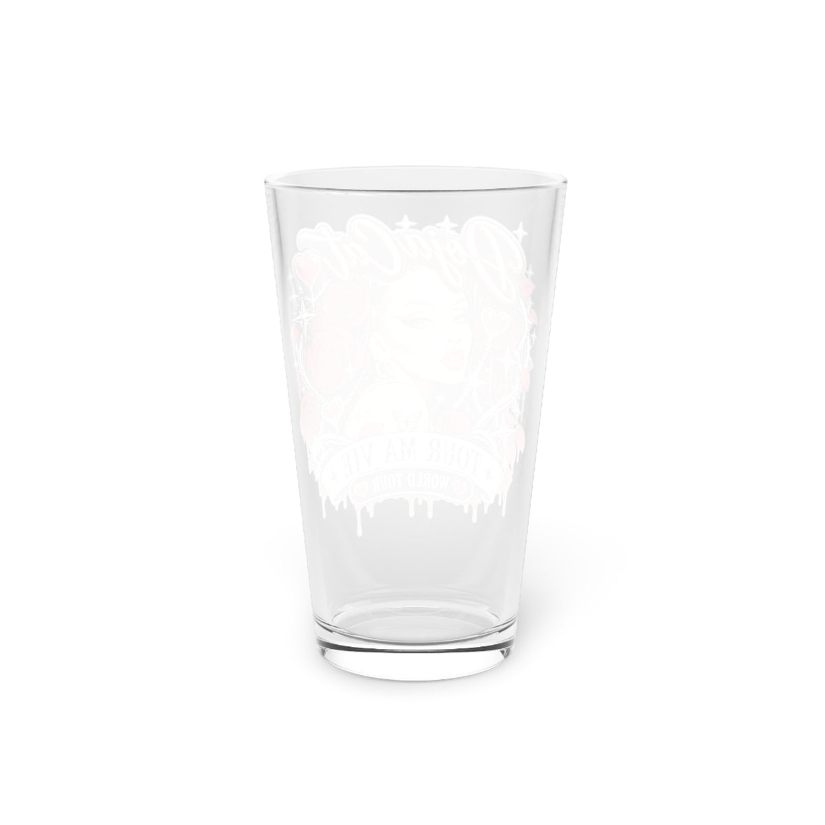 Red Roses Chrome Portrait Pint Glass 16oz