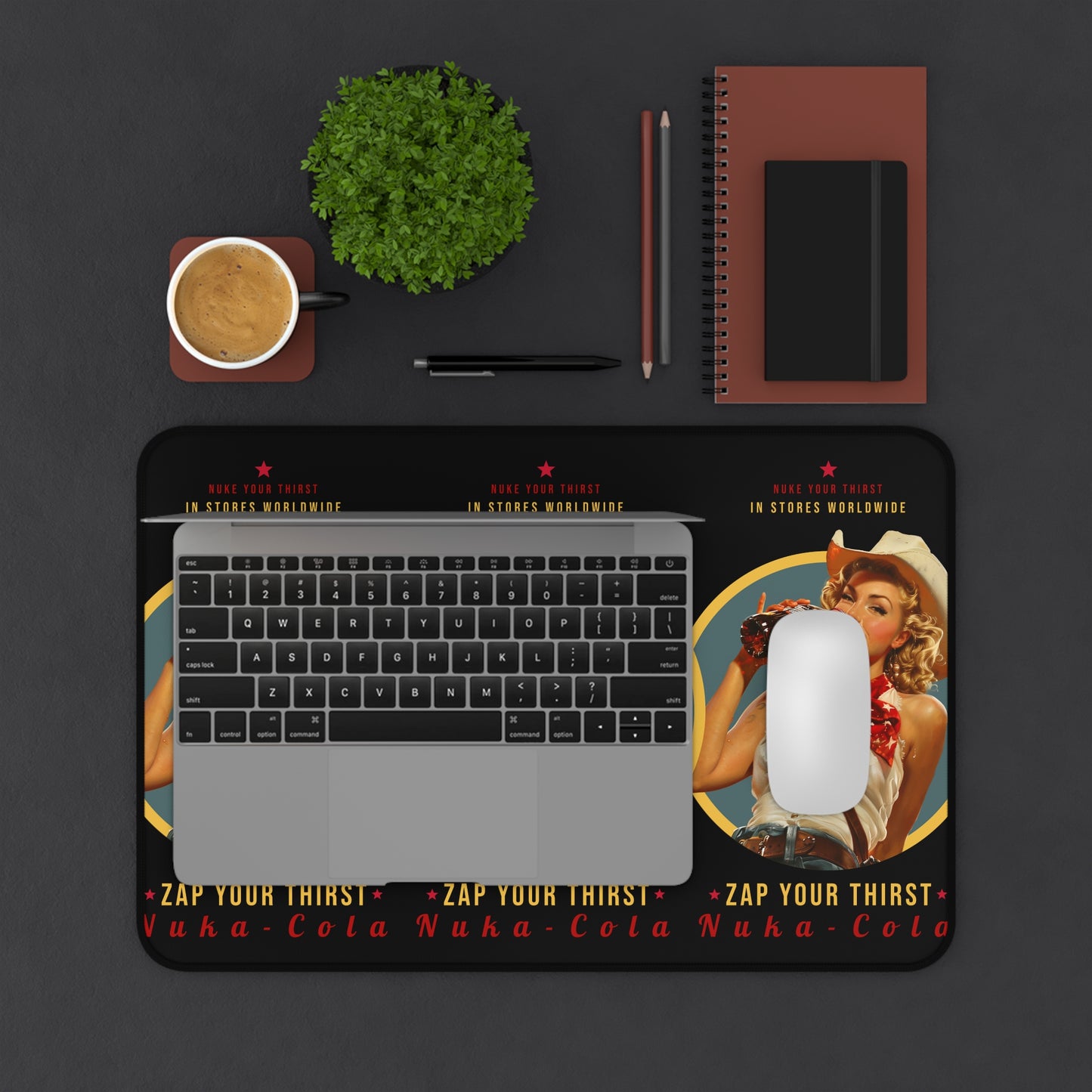 Fallout Retro Pin-Up Desk Mat — "Zap Your Thirst" Vintage Soda Advertisement Gaming Mouse Pad