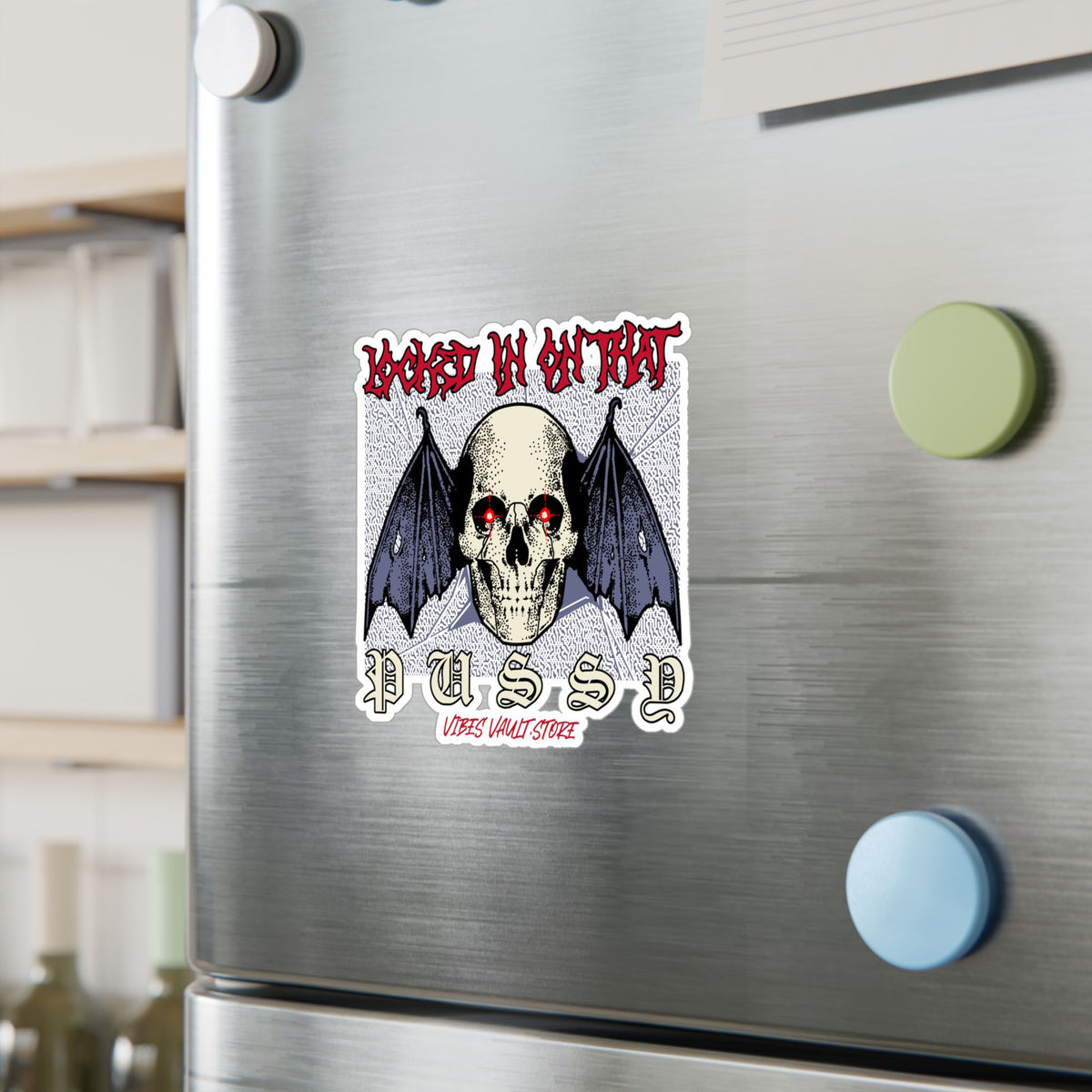 Gothic Skull Bat Kiss-Cut Vinyl Decal - Wings Fly Pussy — Halloween 2026