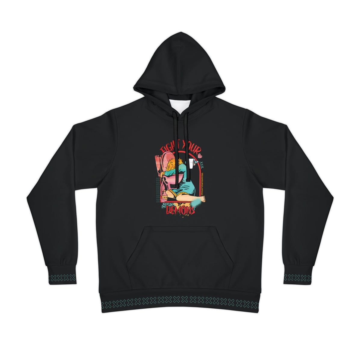 Hoodie — Fight Your Demons Retro Graphic Hooded Sweatshirt