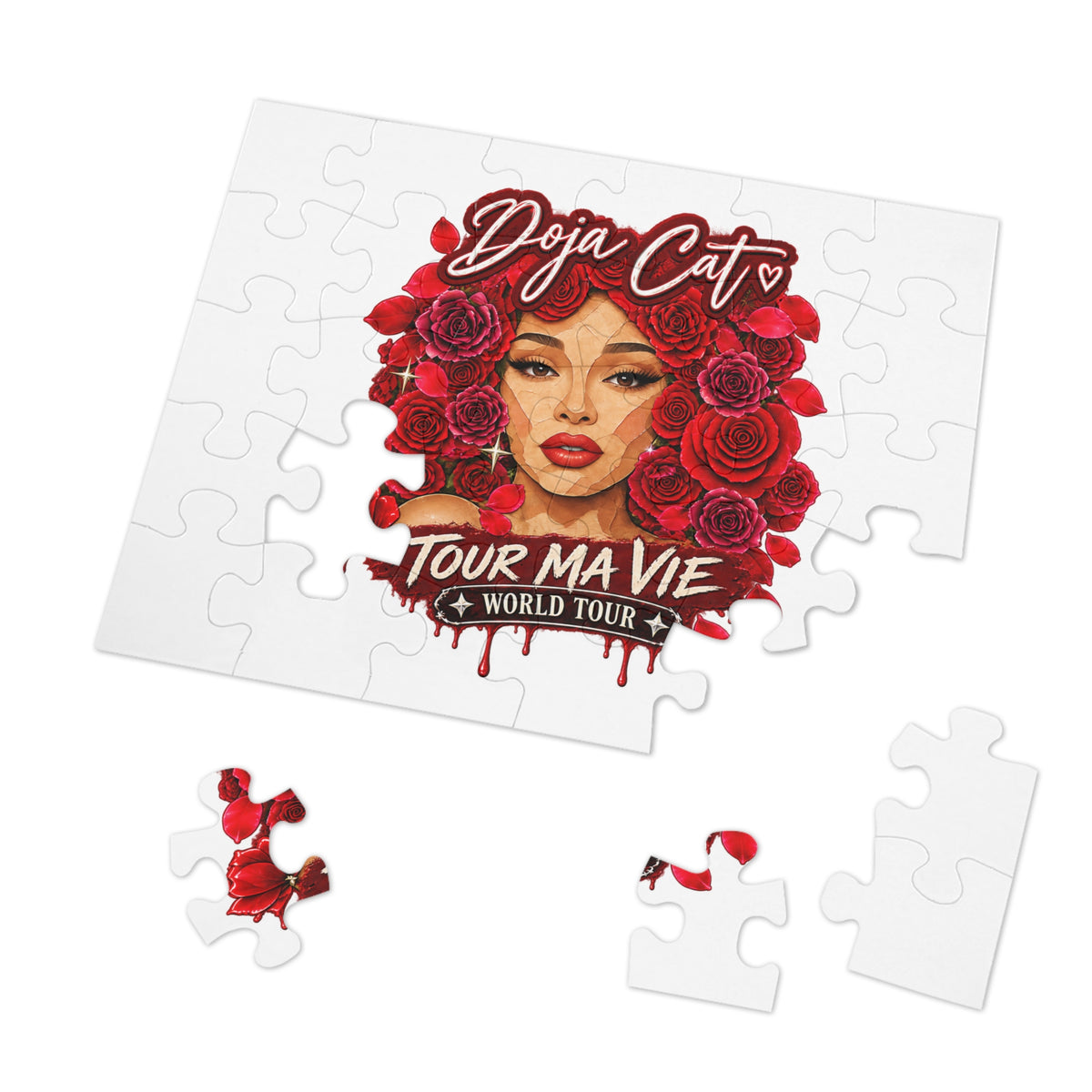 Rose Mosaic Portrait Jigsaw Puzzle with Tin
