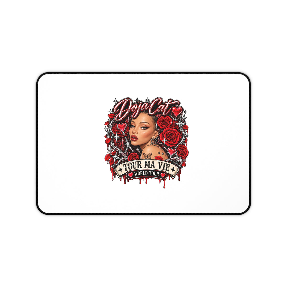 Red Roses Chrome Portrait Desk Mat