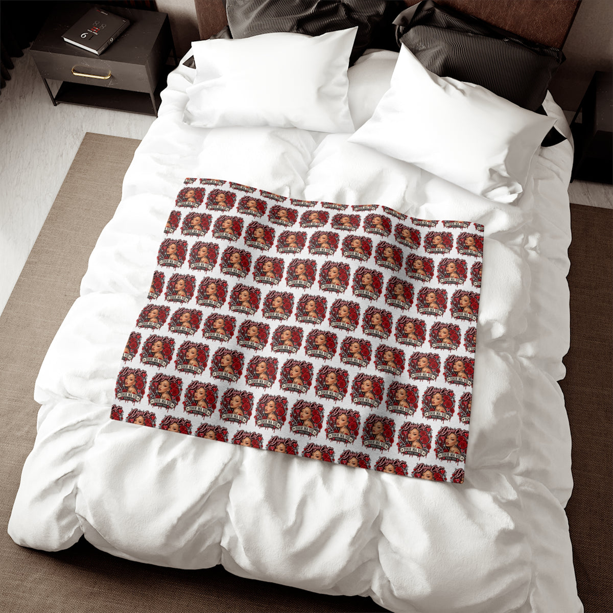 Red Roses Chrome Portrait Sweatshirt Blanket
