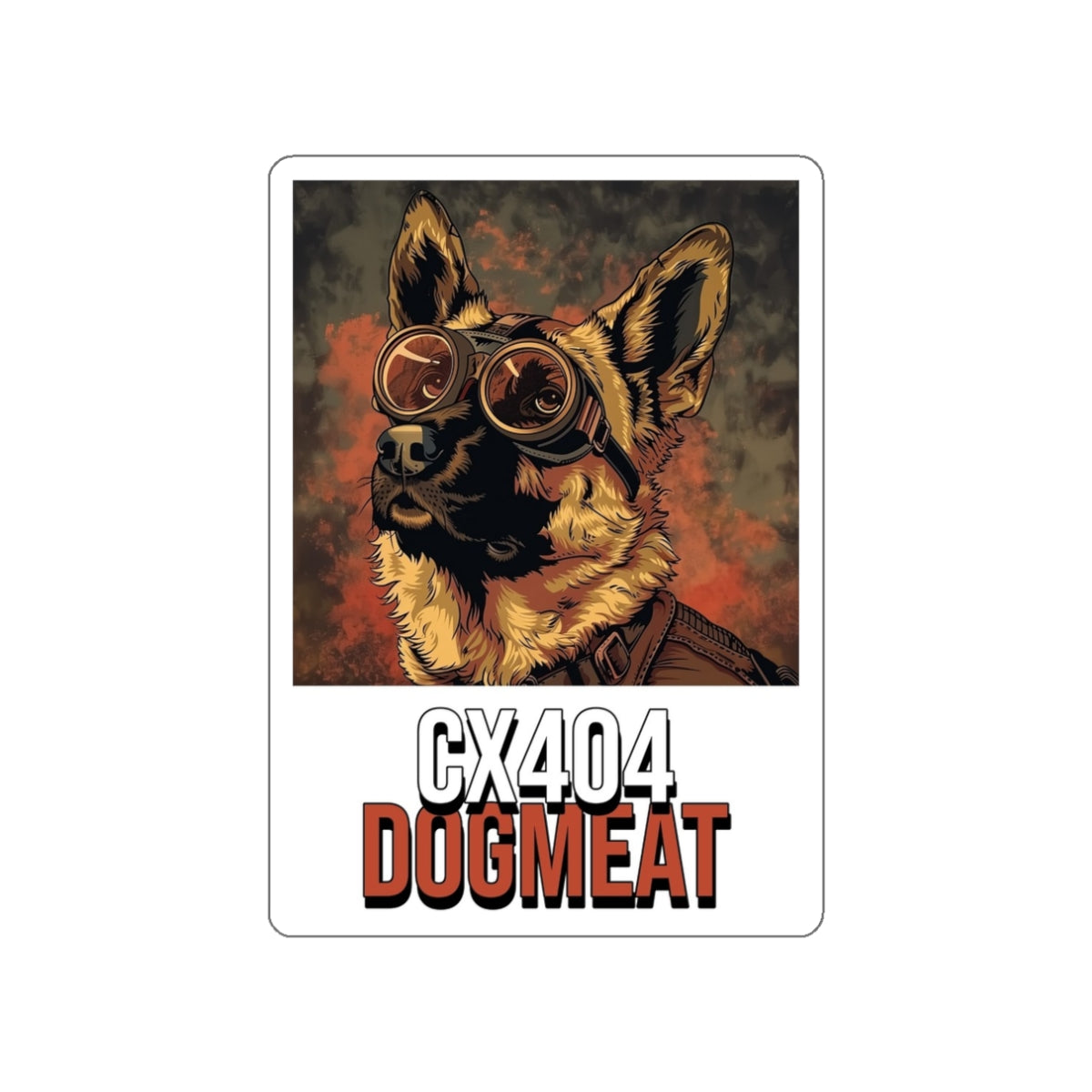 Fallout Inspired Dogmeat CX404 Sticker — Retro Pilot German Shepherd Die-Cut Sticker