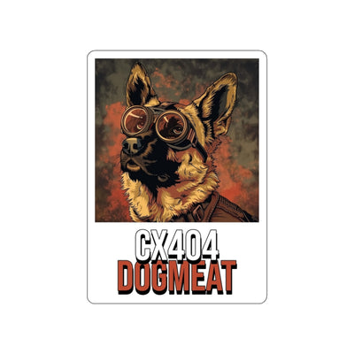 Fallout Inspired Dogmeat CX404 Sticker — Retro Pilot German Shepherd Die-Cut Sticker