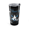 Black Cat Poster 20oz Insulated Tumbler — Blue-Eyed Halloween Movie Night Design— Halloween 2026