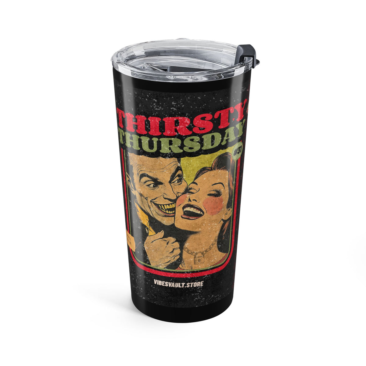 20oz Retro Horror Movie Tumbler — 'Thirsty Thursday' Vintage Killer Design— Halloween 2026