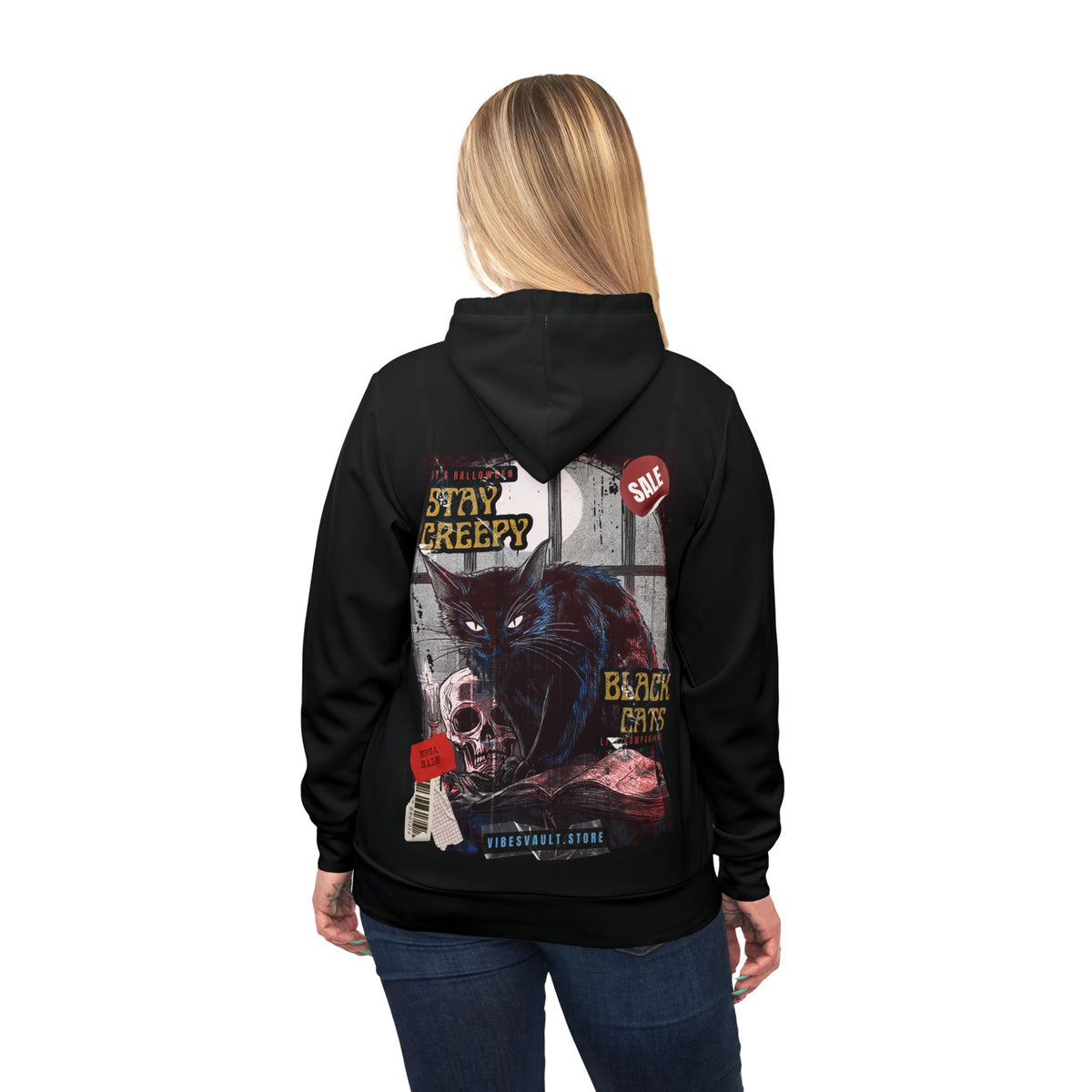 Black Cats Stay Creepy Halloween Athletic Hoodie