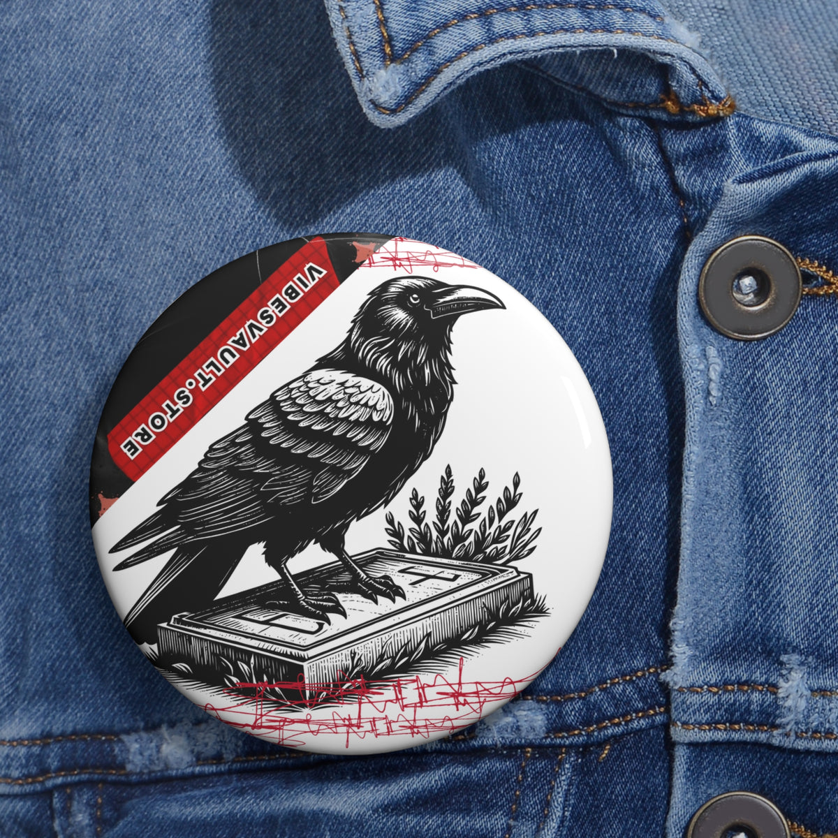 Raven Book Pin- Scary Button Badge - Fall Halloween 2026