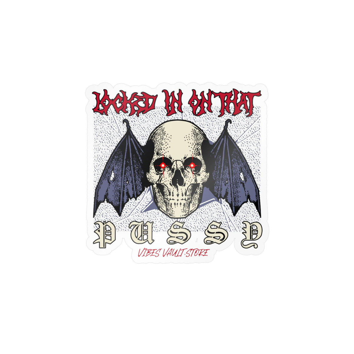Gothic Skull Bat Kiss-Cut Vinyl Decal - Wings Fly Pussy — Halloween 2026