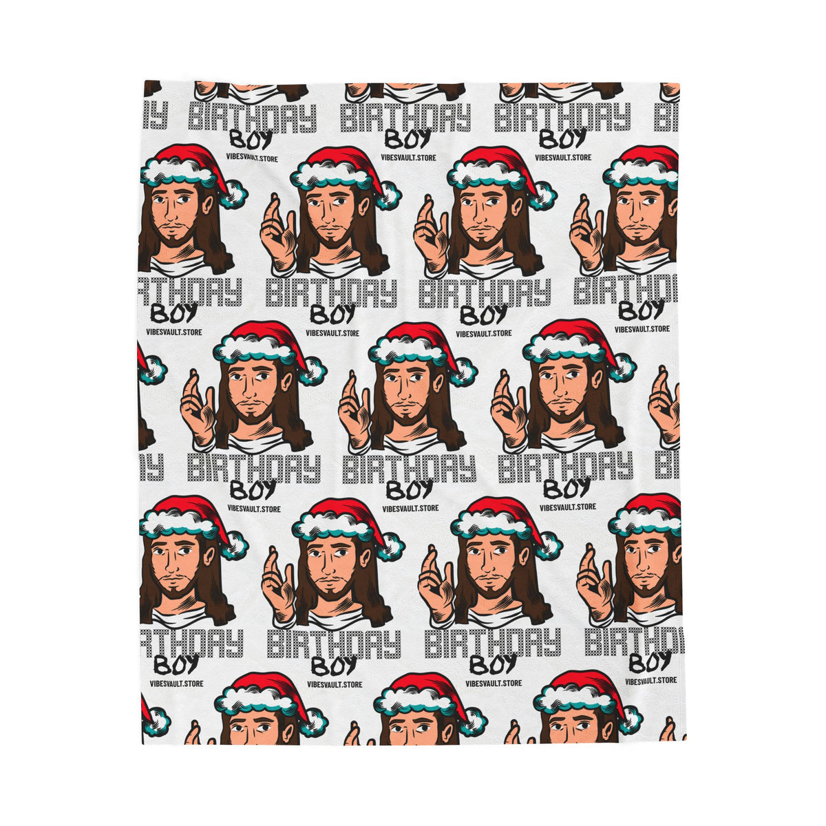 Christmas 'Birthday Boy' Velveteen Plush Blanket – Funny Holiday Portrait Throw