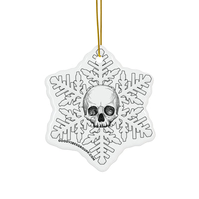 Double White Goth Skull Snowflake Christmas Ornament 1pc, 3pcs, 5pcs, or 10pcs