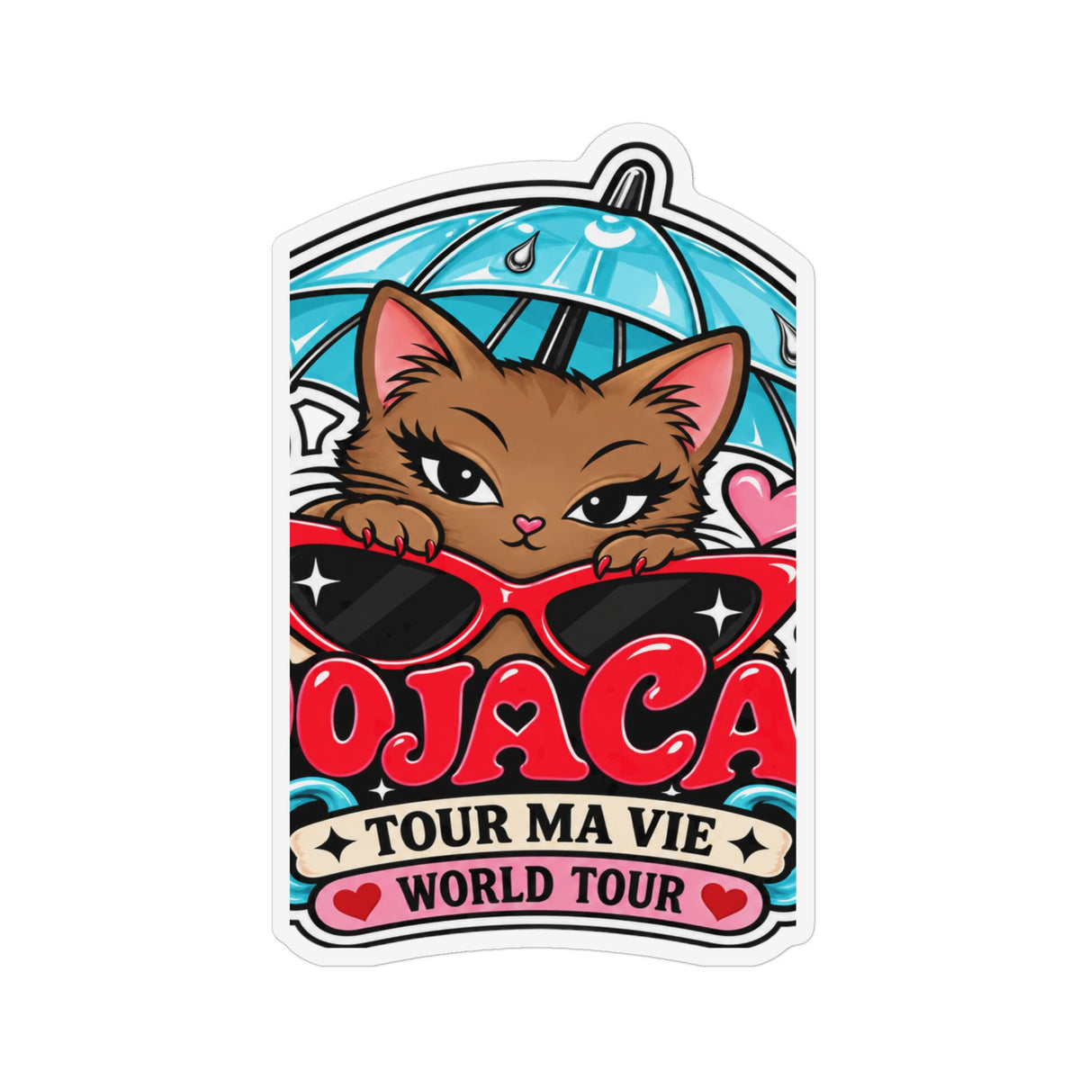 Brown Cat Umbrella Custom Shape Magnet